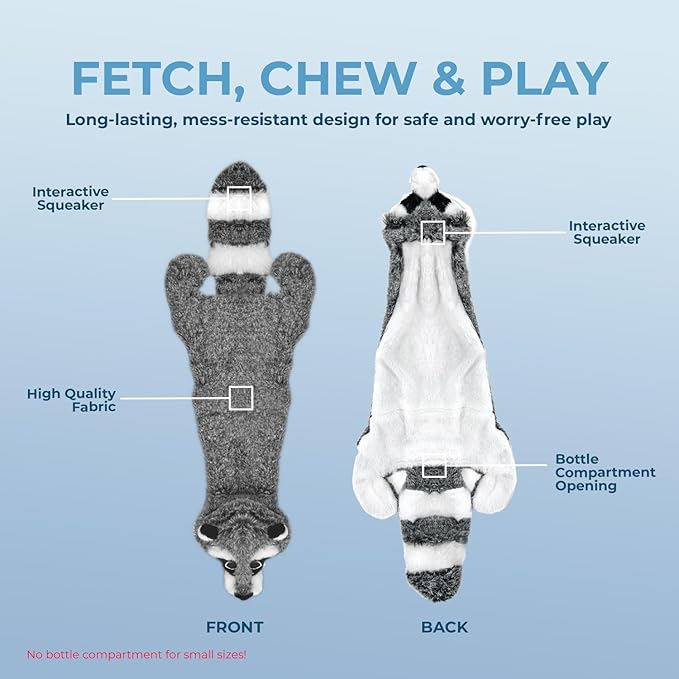 Best Pet Supplies Squeaky Dog Toys with Soft Durable Fabric for Small, Medium and Large Pets Interactive Toy for Indoor Play, Supports Active Biting and Play - Raccoon, Medium