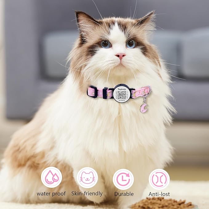 2 Pack QR Code Breakaway Cat Collars - Reflective Glow in The Dark Safety Collar with Smart ID Tag, Adjustable 7.5-12.5 Inch for Kittens & Cats (Purple)