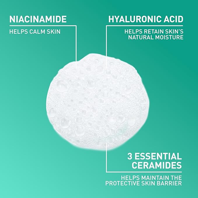 CeraVe Foaming Facial Cleanser, Daily Face Wash for Oily Skin, Hyaluronic Acid + Ceramides + Niacinamide, Fragrance Free & Paraben Free, Non-Drying Oil Control Face Wash, 8 Fluid Ounces