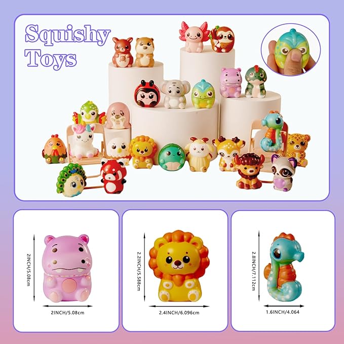 24 PCS Squishies Party Favors for Kids – Valentines Day Squishies Toys Bulk Valentines Day Gifts for Kids Classroom School Pinata Stuffers Classroom Treasure Box Prizes
