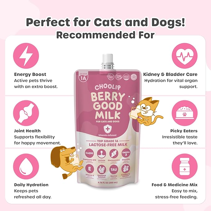 Choolip Bundle | Berry Good Milk 10pk Vitamin-Infused + 49 Variety Squeeze Vita Sticks with Essential multivitamins [Both Products are for Cats & Dogs of All Life Stages]
