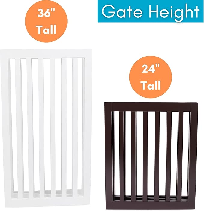 INTERNET'S BEST Dog Gate Indoor Freestanding Pet Barrier, Folding Wood Dog Fence, Extra Wide Doorway Puppy Gate, Indoor Animal Privacy Panel, Wooden Cat Fence - 3 Panel - 24", White