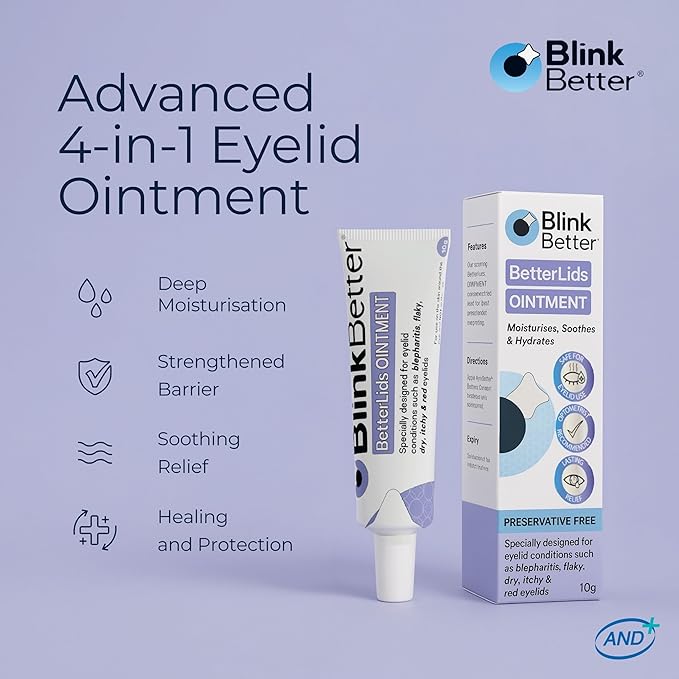BetterLids Eyelid Ointment for Dry, Itchy & Sensitive Eyelids – Deep-Moisturising Oat Complex with Shea Butter & Panthenol to Hydrate, Nourish & Soothe Delicate Eyelid Skin – 0.34 oz
