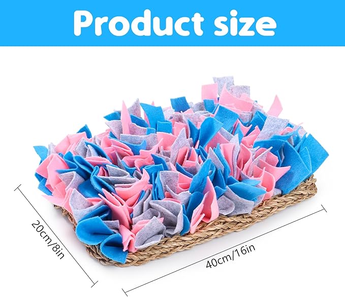 VCZONE 16" x 8" Rabbit Seagrass Snuffle Mat , Pure Hand-woven Felt Cloth Pet Foraging Mat, Enrichment Toy Bed Activity Mat for Rabbits, Bunny, Guinea Pigs, Ferrets, Chinchillas, Small Animals (16*8in)