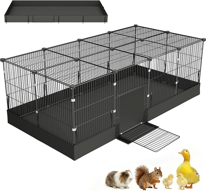 20 Planes Guinea Pig Cages Enclosed Hamster Cage with Door & Waterproof Liner, Expandable Cage for Guinea Pigs, Metal Wire Yard Fence Rabbit Cage