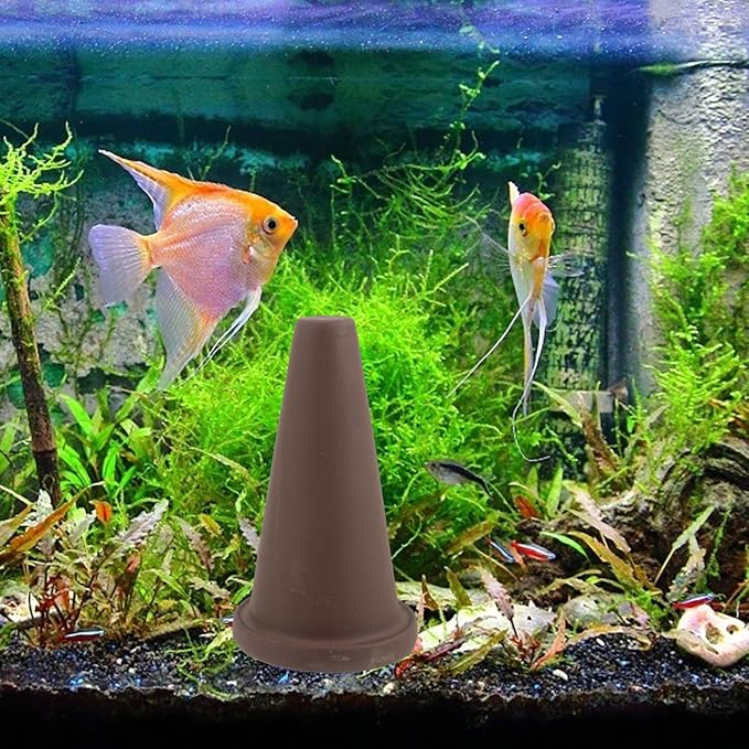 POPETPOP Aquarium Breeder Barrel with Ceramic Spawning Cone and Isolation Grid for Fish and Shrimp Breeding 6.3 Inch Tank Decoration for Angelfish and Colorful Fish