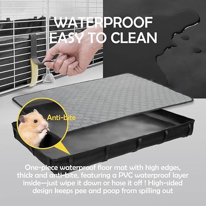 MEEXPAWS Guinea Pig Rabbit Cages Small Animal Playpen with Waterproof PVC Liner and Washable Pee Pad, C&C Cage for Guinea Pigs,Bunny,Kitten, Hedgehog,Hamsters,Ferret Indoor Enclosure Wire Yard Playpen