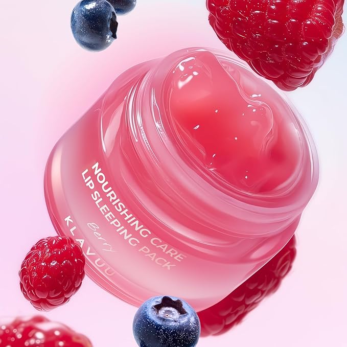 Klavuu Lip Mask Sleeping Pack (2PCS) – Overnight Deep Hydrating Korean Lip Balm Treatment for Very Dry, Chapped Lips | Lip Lightening & Plumping with Instant Hydration (Berry & Berry)