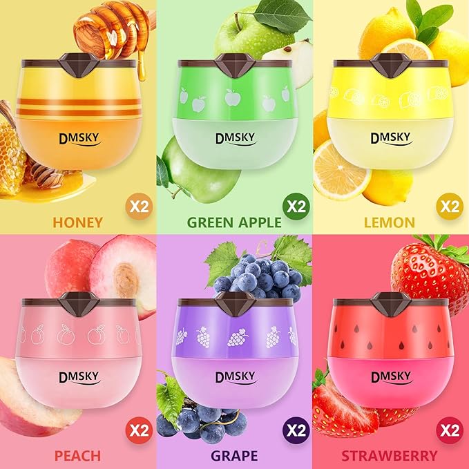 DMSKY 12 PCS Bee Lip Balm Lip Mask Honey Pot, Propolis Lip Mask Overnight Moisturizing Lip Balm with Stick, Sleeping Lip Mask Hydrating Prevention Dry & Cracked, Reduce Lip Lines