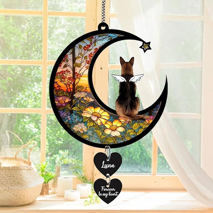 Nazenti Personalized Dog Memorial Suncatchers, Custom Dogs Memorial Ornament, Loss of Pet Hanging Ornaments, Sympathy Gift, Pet Remembrance Gifts for Christmas Tree, Pets Lovers