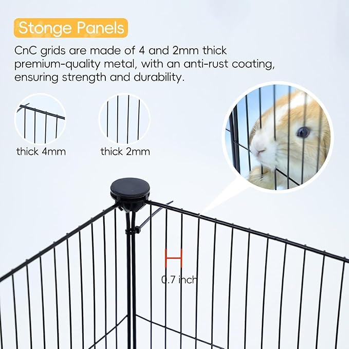 CHEGRON Portable Guinea Pig Cages with Liner & C&C Grids Rabbit Cages Small Animal Cage PVC Bottom Small Animal Playpen for Rabbit Bunny Hedgehog Chinchilla 12PCS Metal Grids 48"x24"x12"