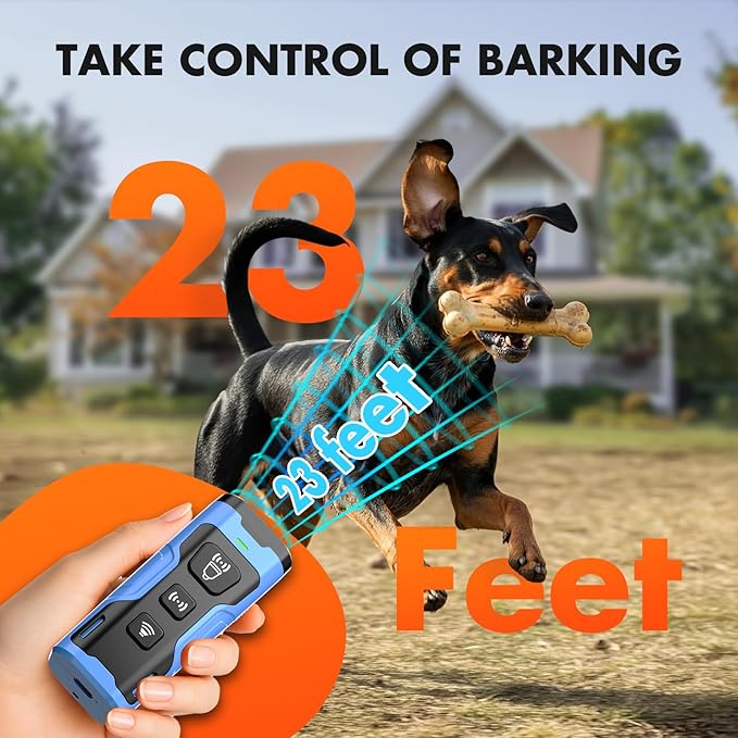 Dog Bark Deterrent Device, 3X Ultrasonic Anti Barking, 6 Training Modes 23 FT Range Barks No More Indoors Outdoors Behavior Correct Safe & Humane Rechargeable Compact Bark Control for Dogs