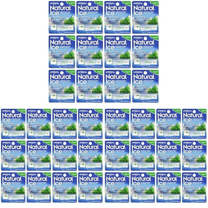Mentholatum Natural Ice Medicated Lip Protectant Sunscreen, 0.16 Ounce (Pack of 36)