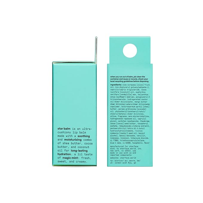 Starface Star Balm Magic Mint, Hydrating Lip Moisturizer with Shea Butter, Cocoa Butter, and Coconut Oil, Creamy Mint Flavor, (0.15 oz - 2 Pack)
