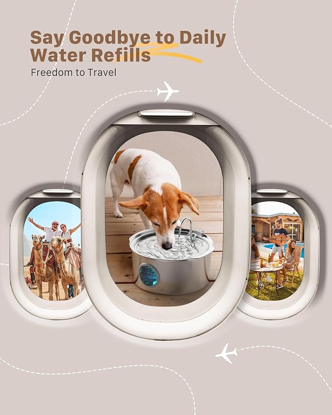 Dog Water Fountain for Large Dogs: 7L/236oz/1.8G Dog Fountain Stainless Steel - Big Cat Drinking Fountain Indoor - Super Quiet Water Fountain for Dogs Inside - for Large Dog Cats & Multi-Pet Home