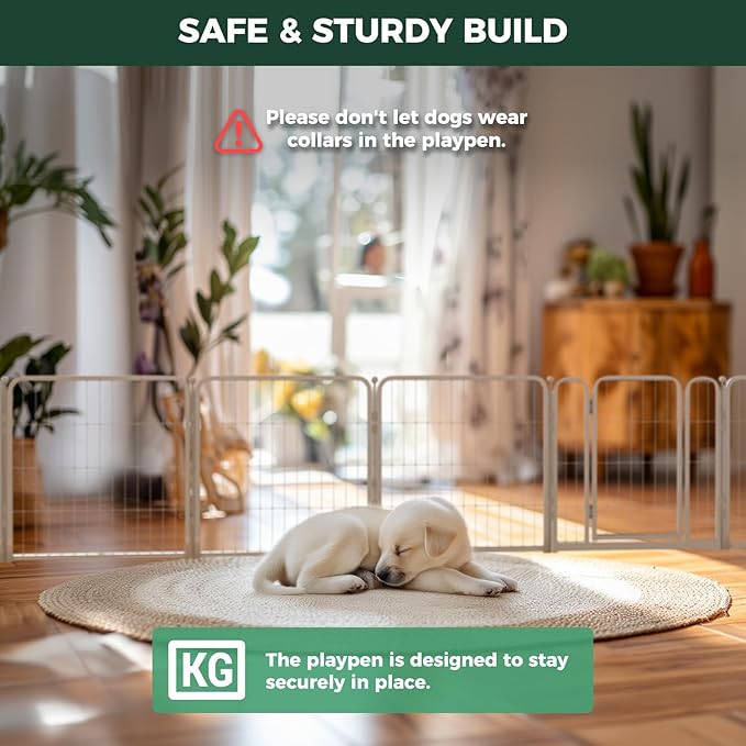 FXW Homeplus Unleashed Indoor Dog Playpen - Stress-Free and Safe Play, Heavy Duty 24 Inch 4 Panels Dog Pen for Puppy and Small Dogs, White│Patented