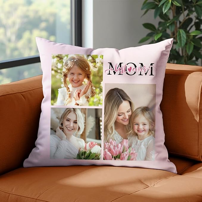 Custom Pillow with Picture & Text - Include Insert, Personalized Gifts for Mothers Day, Custom Photo Pillow Double-Sided Printing | 5 Sizes & 10 Colors Optional, Custom Keepsake Gifts for Loved One