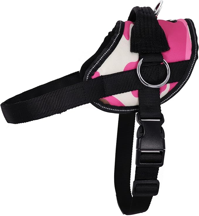 Bark Appeal Pink Camo No-Pull Dog Harness for Large to Extra Large Sized Pets – Adjustable, Reflective Vest with 3 Leash Clips for Added Control, Easy Walks & Training – XL