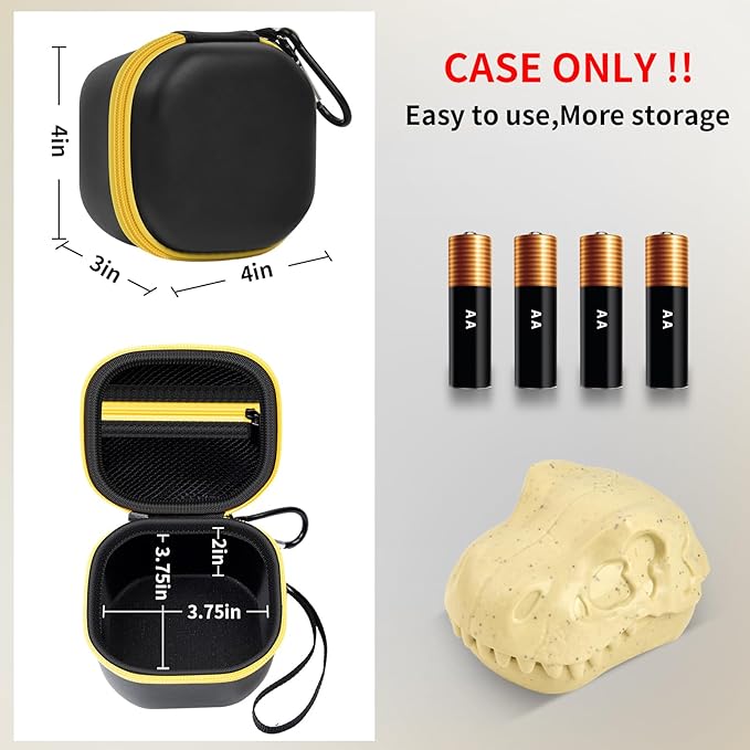 GWCASE Case Compatible with Bitzee Dinosaur Skull– Black with Yellow Zipper，Case Only