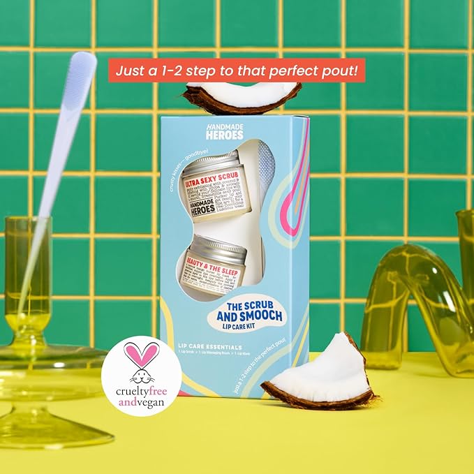 100% Natural Lip Scrub and Lip Mask Vegan Conditioning Coconut Lip Exfoliator - Gentle Exfoliant Sugar Lip Polish Lip Exfoliator Scrubber for Chapped and Dry Lips (Original 3pc Set)