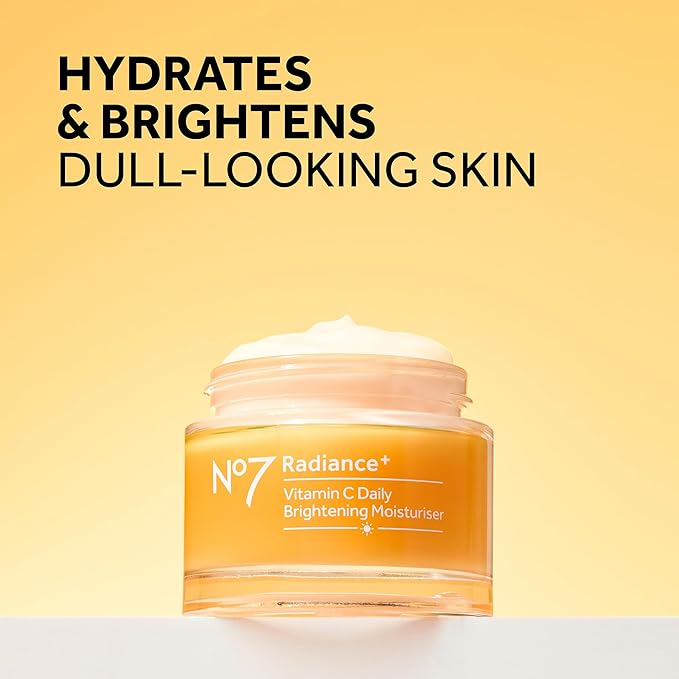 No7 Radiance+ Brightening Vitamin C Moisturizer Face Cream - Skin Nourishing Face Moisturizer - Fast-Absorbing + Lightweight Formula & Suitable for Dry Skin, 1.69 fl oz