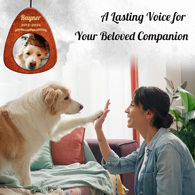 Personalized Dog Memorial Gifts for Loss of Dog - Custom Sympathy Wind Chime with Photo & Name, 26"/32"/36" Outdoor Bereavement Keepsake for Garden or Patio(Gold)