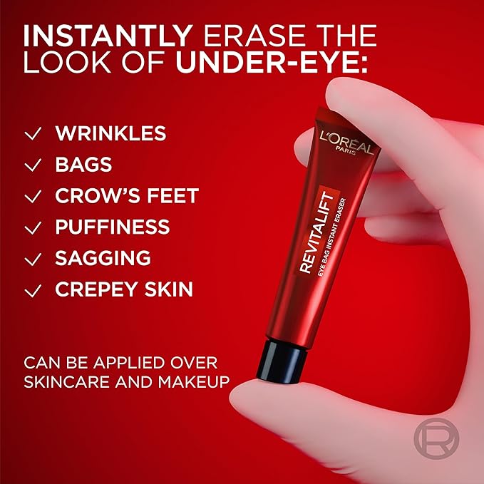 L'Oreal Paris Revitalift Triple Power Eye Bag Instant Eraser, Eye Tightener Treatment to Firm Bags, 0.5 oz + Sample