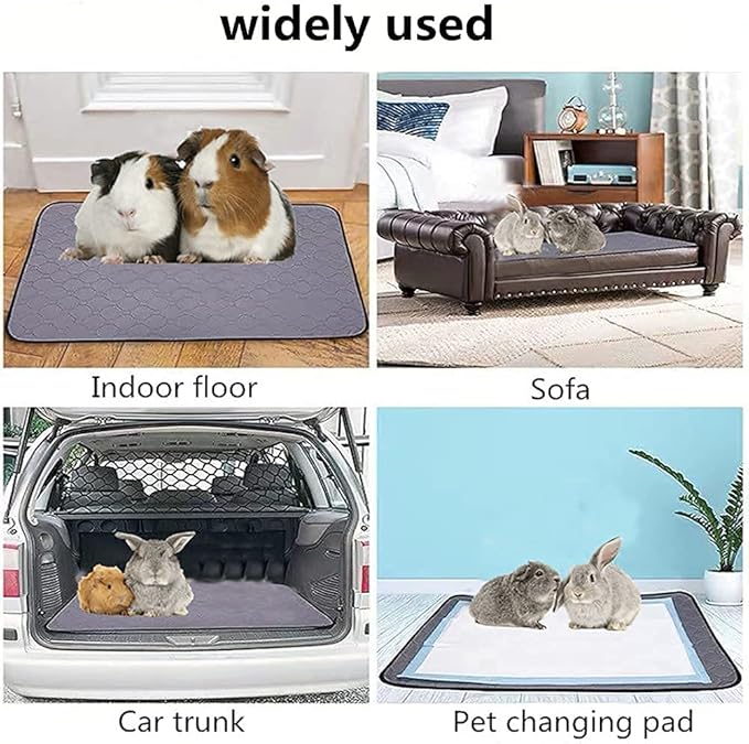 Guinea Pig Cage Liners - Washable Guinea Pig Pee Pads (2 Pack), Waterproof Reusable & Anti Slip Guinea Pig Bedding Fast and Super Absorbent Pee Pad for Small Animals Rabbit Hamster Rat