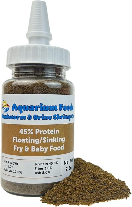 Aquatic Foods Inc. 45% Protein Floating/Sinking Vitamin Enriched Food for Tropical Fish Fry, Babies, Guppies, Tetras, Bettas, Nano Fish, Corals, Anemones, Reef Tanks…2.5oz Squeeze Bottle