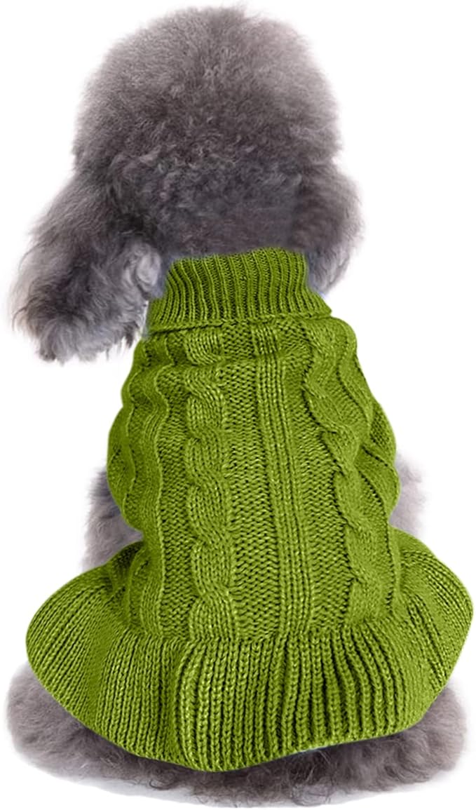 CHBORCHICEN Small Dog Sweaters Knitted Pet Cat Warm Dog Sweatshirt Winter Clothes Kitten Puppy Sweater (M, Dress-Light Green)