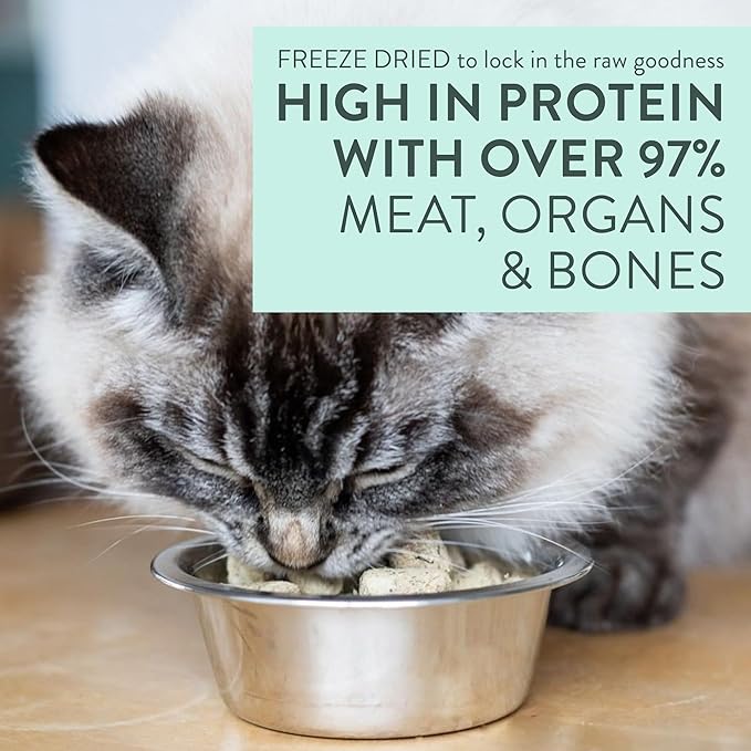 The New Zealand Natural Pet Food Co Meow Freeze Dried Cat Food - Lamb & King Salmon Recipe,High Protein Treats,Meals & Toppers,Dry Food,1.76oz