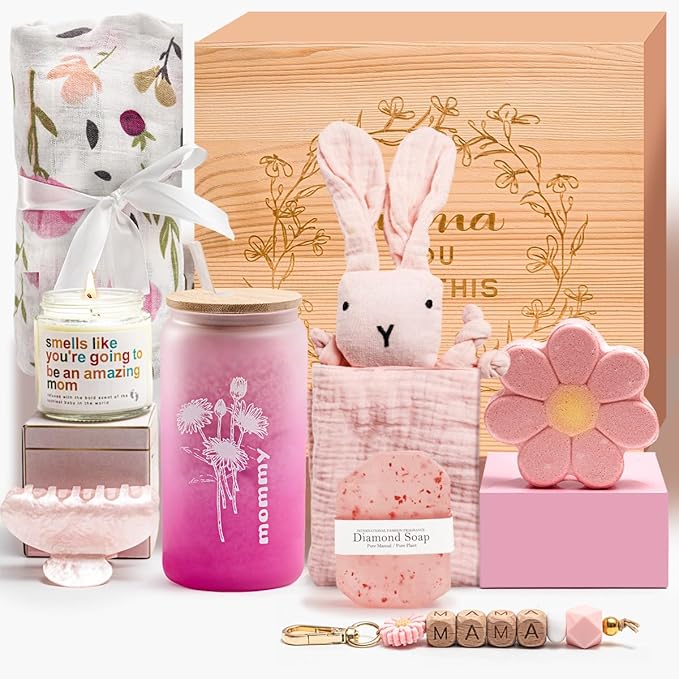 New Mom Gifts,New Mummy Care Package After Baby,Pregnancy Gifts Basket for Expecting Mom,First Time Mothers Day Gift for New Mom Birthday Spa Gifts for Women