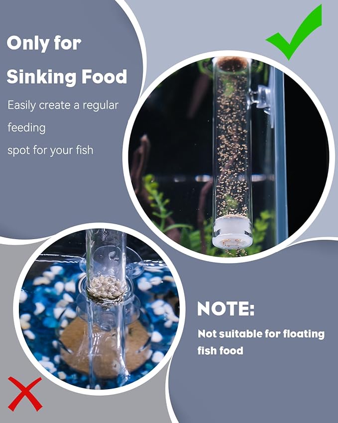Pawfly Aquarium Feeding Dish Set – Clear Glass Shrimp Feeder Tube with Dish & 2 Suction Cups, Feeding Supplies for Betta and Tropical Fish Tanks
