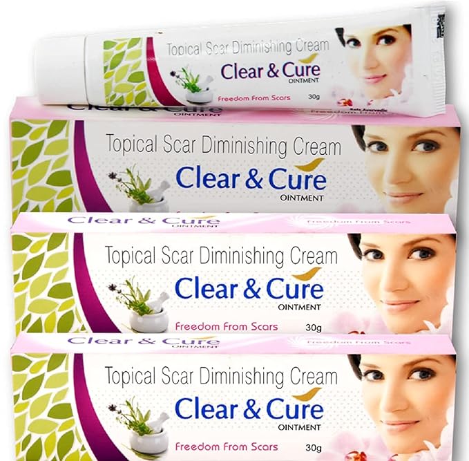 AZAZ Afflatus Ayurvedic Clear & Cure Anti Acne & Scar Removal Cream || Anti Pigmentation, Anti Blemish || Effective on Burn, Stretch & Post Pregnancy Marks- 30gm (Pack of 3)
