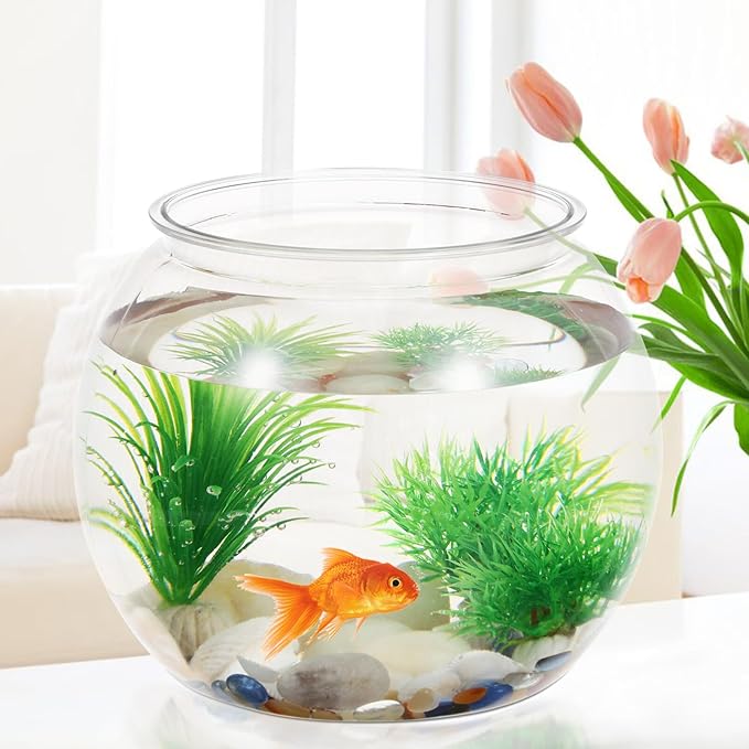 Plastic Fish Bowls, Round Plastic Fish Tank 2 Gallon Aquarium Hydroponic Planter Floral Container for Prizes, Party, Table Centerpiece Home Decor
