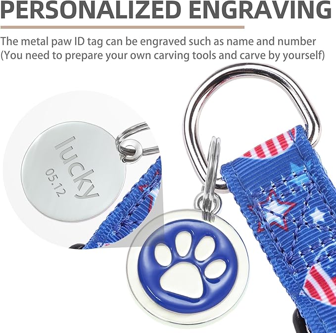 PUPTECK No Pull Dog Harness Soft Adjustable Basic Nylon Step in Puppy Vest Outdoor Walking with ID Tag, American Flag, M