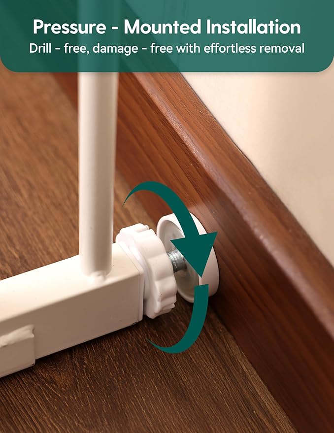 Babelio Smart Infrared Auto-Unlock Baby Gate for Doorways & Stairs, Auto Close Dog/Pet Gates for House, Pressure Mounted | Easy Install | No Drilling | Walk Thru Door (White, 30.3-47.2" W, 30" H)