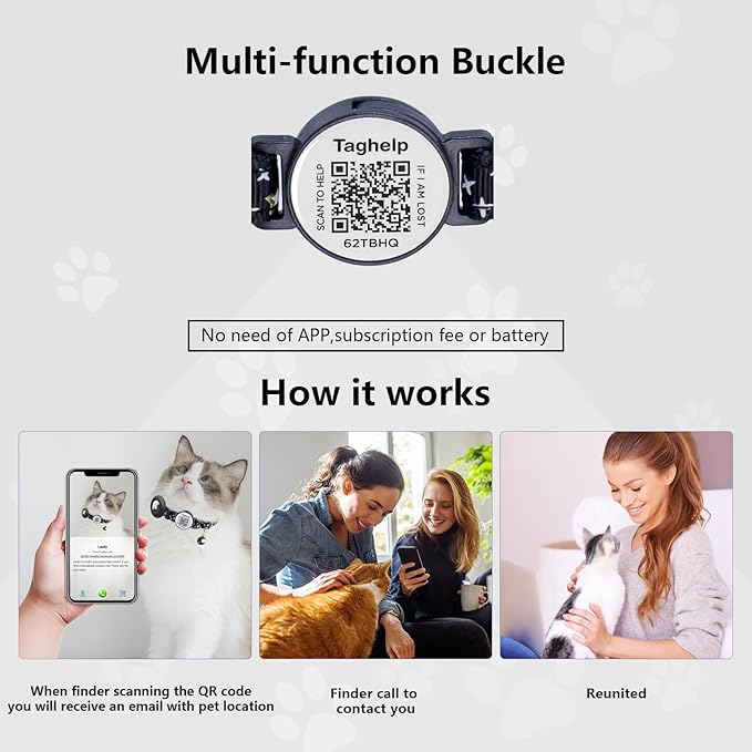 2 Pack QR Code Breakaway Cat Collars - Reflective Glow in The Dark Safety Collar with Smart ID Tag, Adjustable 7.5-12.5 Inch for Kittens & Cats (Purple)