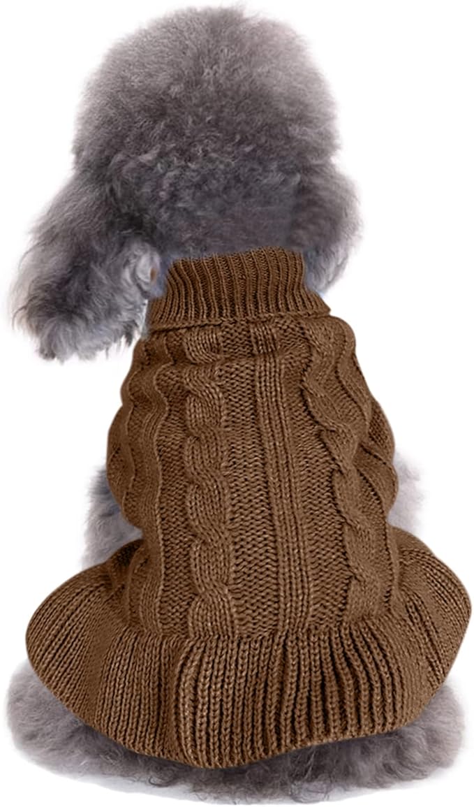 CHBORCHICEN Small Dog Sweaters Knitted Pet Cat Warm Dog Sweatshirt Winter Clothes Kitten Puppy Sweater (XS, Dress-Brown)