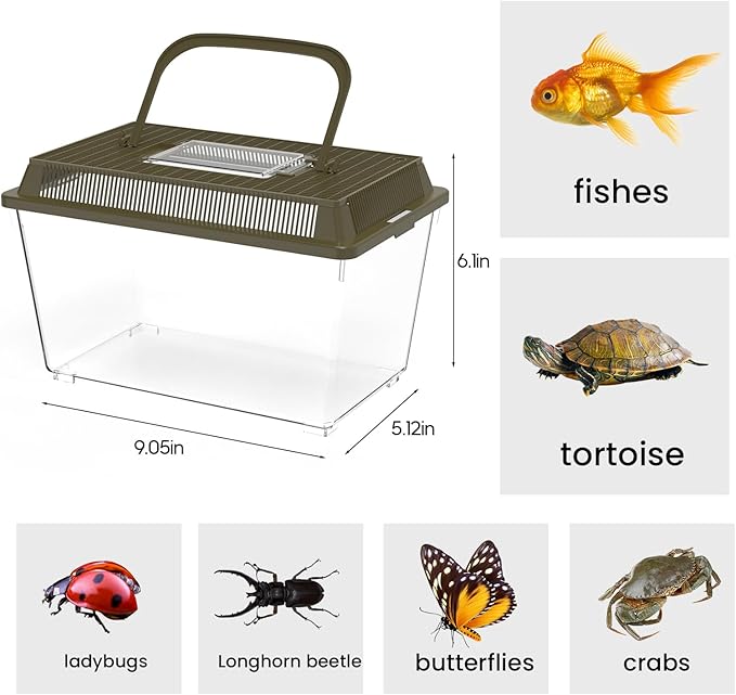 4Pcs Fish Tank Mini Aquarium with Ventilated Lids,Beach Vacation Essentials for Kids,Portable Fish Transport Container,Plastic Clear Fish Bucket (M)