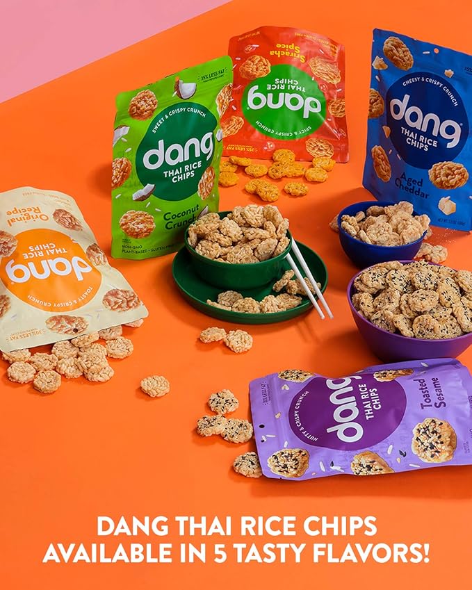 Dang Thai Rice Chips | Gluten Free, Soy Free & Preservative Free Rice Crisps, Healthy Snacks Made with Whole Foods (Variety Pack, 3.5 Ounce (Pack of 6))