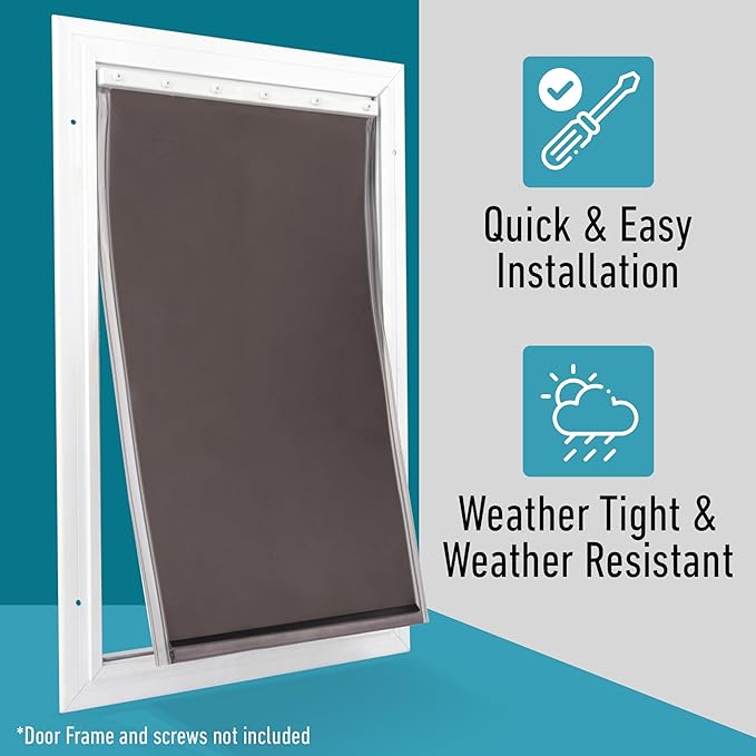 Evergreen Pet Supplies Extra Large Pet Flap Replacement - Compatible with Petsafe PAC 11-11040 - Quick Setup & Dog Door Flap Replacement - Weather-Resistant & Sliding Glass Door Insert - X-Large Brown