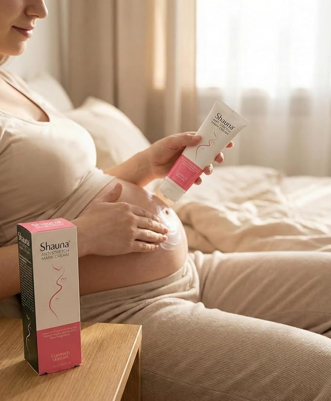 Shauna Anti Stretch Mark Cream (Pack of 3) - Pregnancy & Postpartum Moisturizer with Aloe Vera, Vitamin E, Allantoin & Zinc Oxide - Helps Improve Elasticity & Skin Appearance - 3 x 3.53 Fl Oz