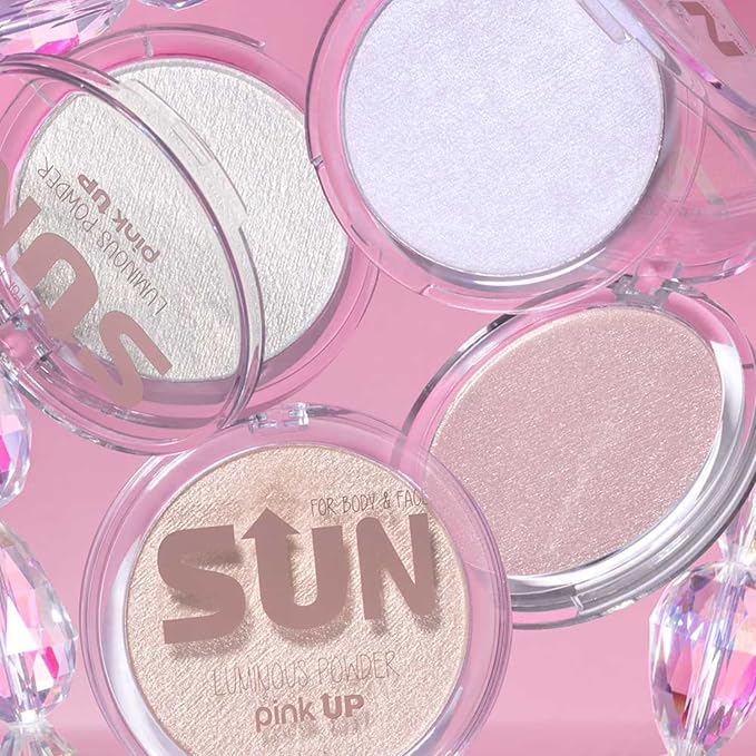 Pink Up | Luminous Powder| Highlighter | Enhances glow & defines features | Light-reflecting finish for radiant skin | Highlighter makeup | Makeup | Silky texture | Star | Model PKIP02