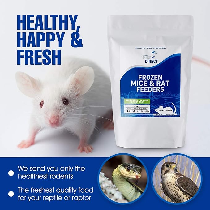 MiceDirect EST. 2003 40 Frozen Mice Small Fuzzie Feeders Snake Food for Juvenile Hognose Corn Milk (.5-1 in) (120 Grams Min)