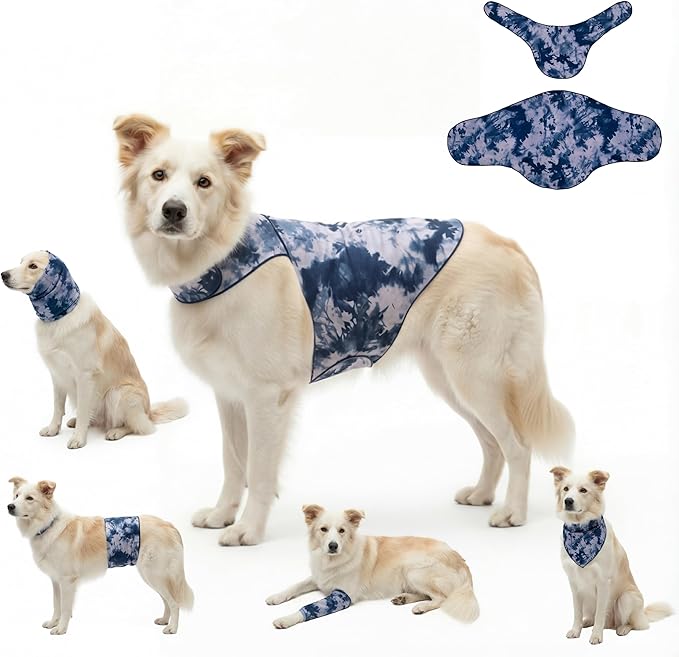DAJIDALI® Modular Dog & Cat Anxiety Jacket, 2-Piece Calming Vest with Detachable Ear Hood, Silent Self-Adhesive Fabric, Thunder Relief & Post-Surgery Recovery Wrap