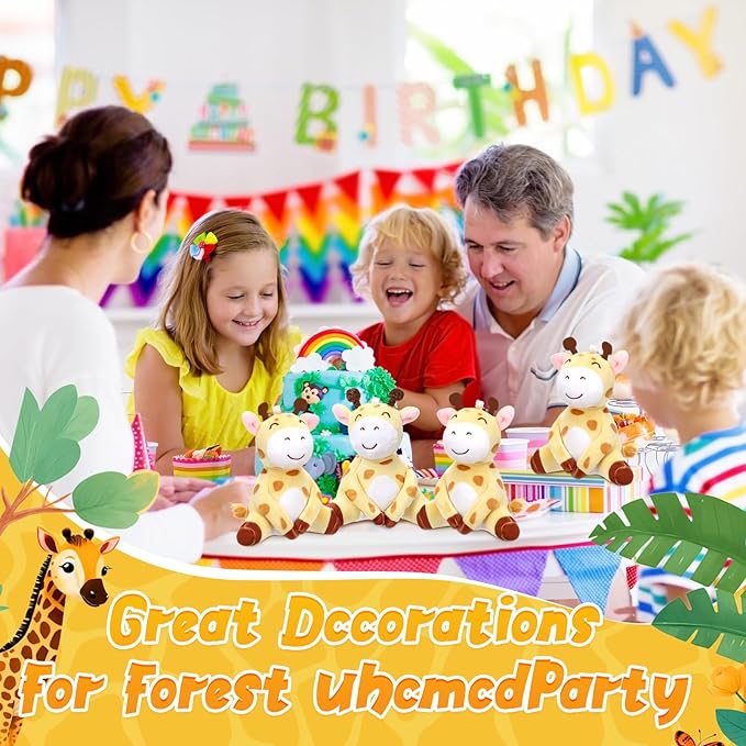 Hiboom 12 Pcs Cute Plush Giraffe Stuffed Animals for Kids 4.7 Inch Mini Stuffed Safari Animal Toys Giraffe Keychains Jungle Forest for Baby Shower Boy Girl Birthday Party Classroom Gifts