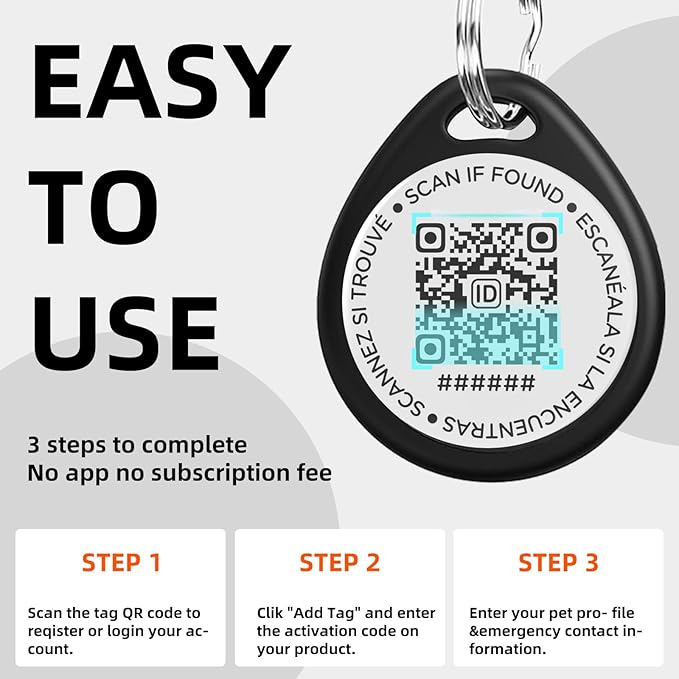 1 Pack Personalized Cat Tags,QR Code Pet ID Tags with Online Profile systerm,Editable Any Names and Phone numbles,Pink,S