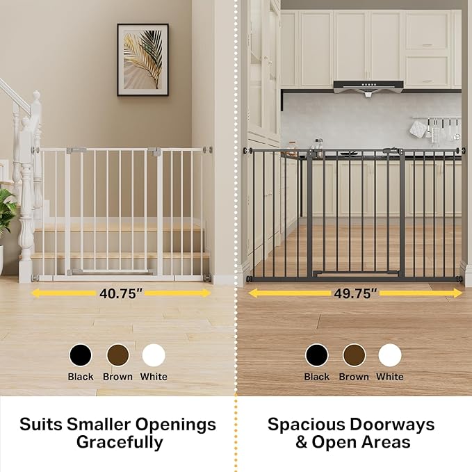 InnoTruth 29.5–40.75" Baby Gate for Stairs, 30" Tall Dog Gates for Doorways & Hallways, Safety Gate for Kids & Pets, Pressure-Mounted Walk-Through with Dual Lock & 2-Way Swing, Black