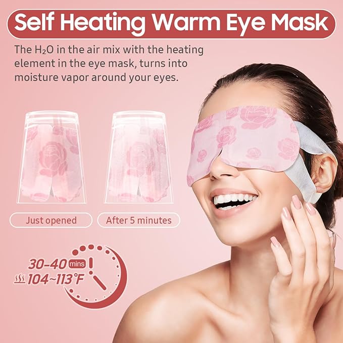 Steam Eye Mask, 10Packs Heated Eye Mask, Self Heating Disposable SPA Warm Compress for Eyes Sleep Mask, Travel Essentials & Relaxation Gifts, Valentine's Day Gifts (Rose Scent)